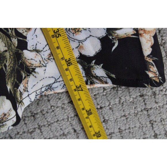 Rihoas Mini Dress Womens Black Floral Button Up Short Sleeve Size Medium NWT - Picture 7 of 7